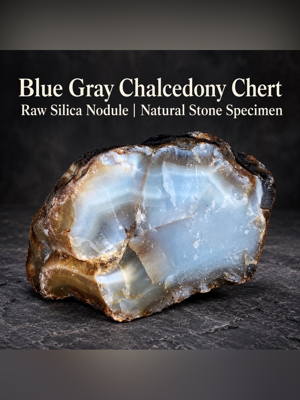 Blue Gray Chalcedony Chert | Raw Silica Nodule | Natural Stone Specimen